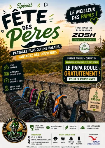 Pour le week end de la fête des pères, c'est gratuit pour les papas, Toulouse, E-TROTT LAURAGAIS